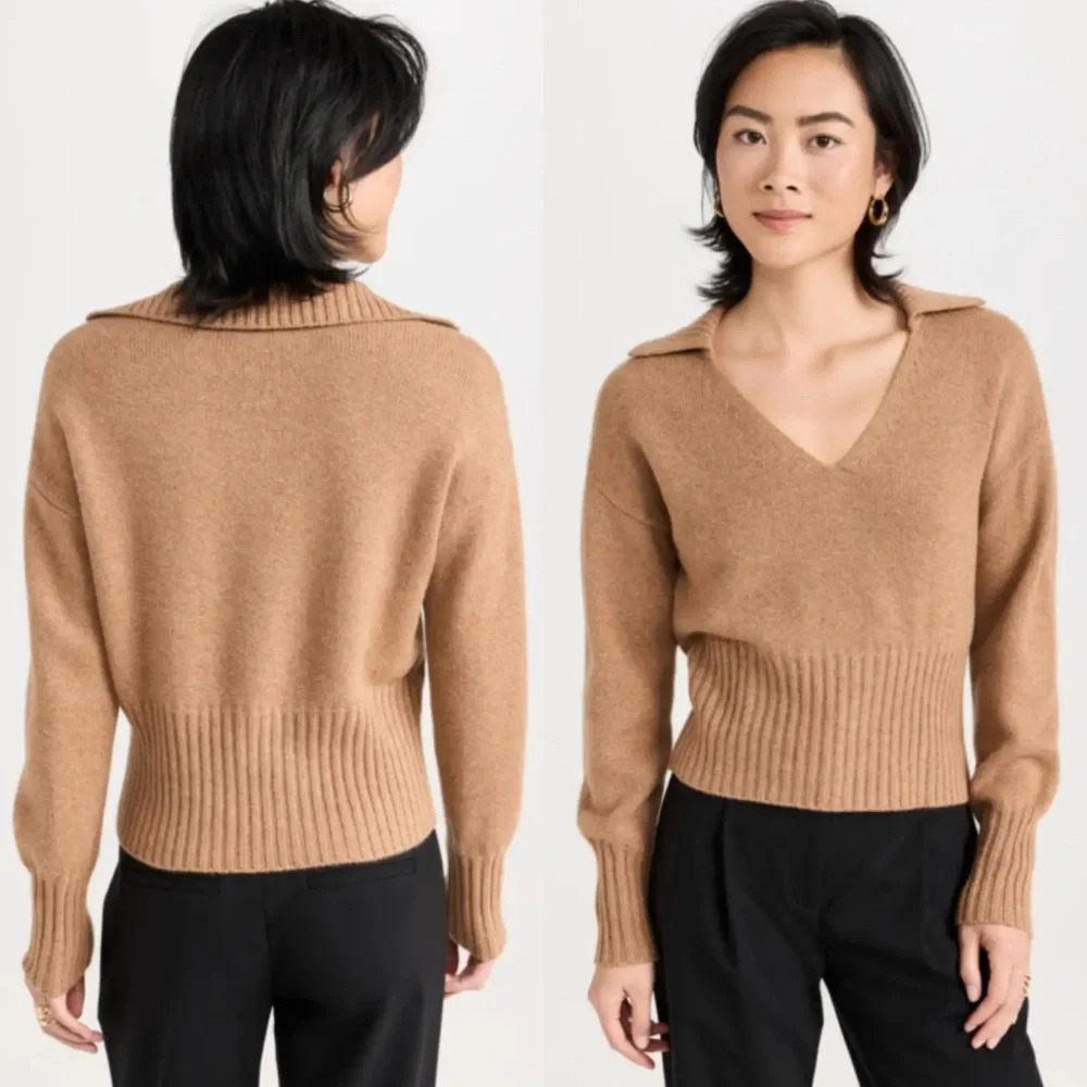 NWT Reformation Beckie Cashmere Collared Sweater in Panko Size Small